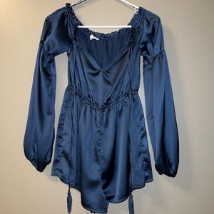 Off the shoulder navy romper